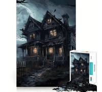 Rompecabezas de casa embrujada de 1000 Piezas para Adolescentes, Juguete para ejercitar la Mente, Juego de Arte para Momentos de Tranquilidad, Regalo de Temporada (38x26cm)