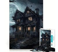 Rompecabezas de casa embrujada de Terror de 1000 Piezas para Adultos, Juguete de lógica, Tiempo Libre, Bordes Lisos, Regalo de Temporada (38x52cm)
