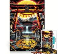 Rompecabezas de Cascada con Puerta Torii, 1000 Piezas, para Adultos Juguete para ejercitar la Mente y aliviar el estrés Diseño Elegante para armar Regalo Ideal 38x52cm