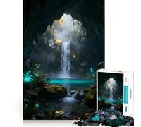 Rompecabezas de Cascada en Cueva mística para Adultos, 1000 Piezas, Juguete de lógica Resistente, Juego Relajante, Borde Transparente, Regalo artístico (50x75cm)