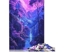 Rompecabezas de Cascada Violeta Surrealista, Juguete de relajación, Rompecabezas Rectangular de Papel para niño o niña, Regalo para el Día del Padre, 1000 Piezas (38 x 26 cm)