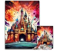 Rompecabezas de Castillo Colorido de 1000 Piezas para Adultos, Rompecabezas de Madera, decoración del hogar y diversión navideña, 50x75cm/19,68x29,52 Pulgadas
