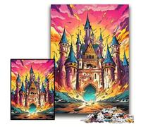 Rompecabezas de Castillo Colorido de 1000 Piezas para Adultos. Rompecabezas para Adultos, Actividad Familiar, decoración del hogar, Regalo navideño. Tamaño: 26x38cm.