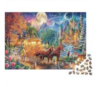 Rompecabezas de Castillo de Cuentos de Hadas a la Luz de la Luna de Papel 1000 Piezas para Adultos Educativo Papel Grueso Puzzle Castillo de Cuentos para Decoración Regalo 38x26cm/1000pcs