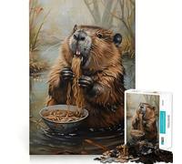 Rompecabezas de Castor con Espaguetis Ramen para Adultos, 1000 Piezas, para Mejorar la Memoria, aliviar el estrés, diseño para armar, Regalo Memorable (50x75cm)