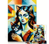 Rompecabezas de Catwoman con Retrato de Gato para Adolescentes,1000 Piezas,Ejercicio Mental,diversión Tranquila,Corte Exacto, Navidad (38x26cm)