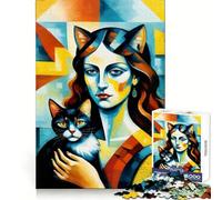 Rompecabezas de Catwoman con Retrato de Gato para Adultos,1000 Piezas,destreza Mental,recreación Ligera,Ajuste Perfecto,Regalo Encantador (50x75cm)