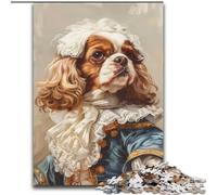 Rompecabezas de Cavalier King Charles Spaniel de 1000 Piezas para Adultos y Adolescentes Arte Interesante para Reducir el estrés con Papá Noel para niños de 14 años (26x38cm)