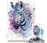 Rompecabezas de Cebra con Flores para Adultos,1000 Piezas,para estimular la concentración,Divertido,de tamaño Uniforme,con Piezas precisas,Ideal para Fortalecer los Lazos Familiares (38x26cm)