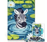 Rompecabezas de Cebra en Estanque con nenúfares para Adultos,1000 Piezas Juego de Habilidad y Pensamiento Troquelado de Alta precisión Un desafío entretenido para el Tiempo Libre (50x75cm)