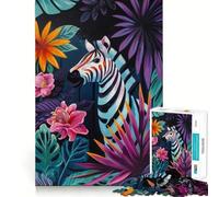 Rompecabezas de Cebra en un Entorno Floral Tropical para Adolescentes,1000 Piezas,Juego para desarrollar la Mente,Cortado con láser para un Tiempo de relajación Ejercicios mentales en casa