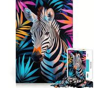 Rompecabezas de Cebra Entre follaje Tropical para Adolescentes,1000 Piezas,Juego de Habilidades mentales,Cortado con láser para un Tiempo de relajación Ejercicios mentales en casa (38x26cm)