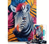 Rompecabezas de Cebra Entre follaje Tropical para Adultos,1000 Piezas Juego de ingenio y Habilidad Troquelado de Alta precisión Un desafío entretenido para el Tiempo Libre (50x75cm)