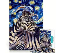 Rompecabezas de Cebra Estilo Noche Estrellada,1000 Piezas,Juego de lógica,Corte Experto,artesanía,Tiempo Tranquilo,Ejercicio Mental en casa (38x26cm)