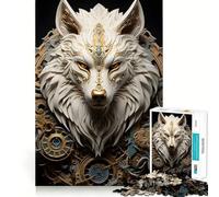 Rompecabezas de cerámica Lobo Blanco de 1000 Piezas para Adolescentes Juego para estimular la Mente Montaje Firme y Seguro Actividad Divertida para Toda la Familia (38x26cm)