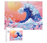 Rompecabezas de cereza japonesa The Great Wave para adultos, actividades familiares, juegos, decoración del hogar, 500 piezas