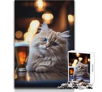 Rompecabezas de Cerveza de Gato atigrado Naranja para Adultos, 1000 Piezas, Aprendizaje Interactivo, Actividad Divertida, Regalo conmovedor e inolvidable, tamaño 38x26cm