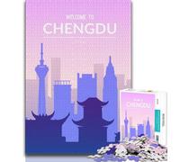 Rompecabezas de Chengdu, China, 1000 Piezas para Adolescentes, Juego de Preguntas y respuestas, decoración de Pared, cumpleaños y Navidad, 38x26cm