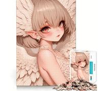 Rompecabezas de Chica ángel con alas Blancas,Estilo Anime,1000 Piezas,Entrenamiento cognitivo,Piezas Perfectamente encajables,Regalo de cumpleaños,Juguete para ejercitar la Mente (38x26cm)