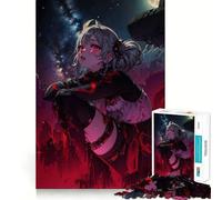 Rompecabezas de Chica Anime bajo el Cielo Nocturno para Adolescentes,1000 Piezas,Juego para estimular la Mente,Montaje Firme y Seguro,Actividad para Fortalecer los Lazos Familiares (50x75cm)
