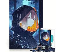 Rompecabezas de Chica Anime bajo la Lluvia,1000 Piezas,Divertido,de Calidad Profesional,Ideal para ejercitar la Mente (38x52cm)