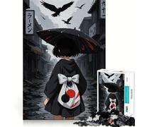 Rompecabezas de chica anime bajo la lluvia,1000 piezas para adolescentes Entrenamiento de memoria Diversión,conexión limpia y sin interrupciones Actividad relajante para grupos en interiores (38x52cm)