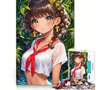 Rompecabezas de Chica Anime bajo la Lluvia,Lindo Rompecabezas de 1000 Piezas,Juego de Memoria Mental,Alta precisión,Manualidades interactivas,desafío Cerebral para el hogar (50x75cm)