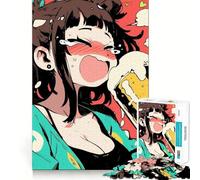 Rompecabezas de Chica Anime Bebiendo Cerveza,1000 Piezas,para Adolescentes,Juego para estimular la Mente,Montaje Firme y Seguro,Actividad Divertida para Toda la Familia (38x52cm)