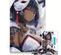 Rompecabezas de Chica Anime,Chica Zorro con Tatuaje,Juego de Memoria Mental de 1000 Piezas,Manualidades de Corte de Alta precisión,desafío Cerebral Interactivo para el hogar (38x26cm)