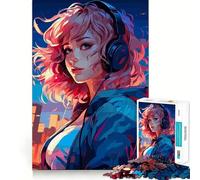 Rompecabezas de Chica Anime ciberpunk synthwave para Adolescentes, 1000 Piezas, Juguete para ejercitar el Cerebro, fácil y Divertido de armar, Regalo Ideal 50x75cm