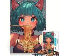 Rompecabezas de Chica Anime Comiendo Fideos,1000 Piezas,Juego Interactivo para estimular el Pensamiento,Cierre Seguro,sin Piezas Sueltas,desafío Mental para el hogar (38x26cm)