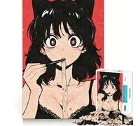 Rompecabezas de Chica Anime Comiendo Fideos para Adolescentes,1000 Piezas,Mejora la Mente,Juego,tamaño Uniforme,Piezas precisas,Actividad Nocturna Divertida para Toda la Familia (38x26cm)