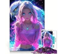 Rompecabezas de Chica Anime con águila,1000 Piezas,Juguete para desarrollar la Capacidad cognitiva,Superficie Lisa y sin Rebabas,Actividad Relajante para Grupos en Interiores (50x75cm)
