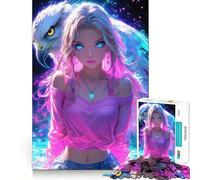 Rompecabezas de Chica Anime con águila,1000 Piezas para Adolescentes,diversión Que estimula la Mente,Ajuste Espacios,Entretenimiento cautivador para Interiores acogedores (38x52cm)