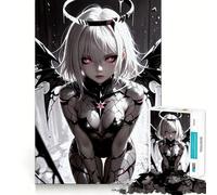 Rompecabezas de Chica Anime con alas de ángel Oscuro,Juego de Memoria de 1000 Piezas,Manualidades de Corte de Alta precisión,desafío Cerebral Interactivo para el hogar (50x75cm)