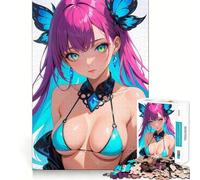 Rompecabezas de Chica Anime con alas de Mariposa,1000 Piezas,Juguete para desarrollar la Capacidad cognitiva,Superficie Lisa y sin Rebabas,Actividad Relajante para Grupos en Interiores (50x75cm)