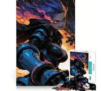 Rompecabezas de Chica Anime con Armadura futurista,1000 Piezas,Juego Divertido sin Rebabas,Piezas de Corte Limpio,portátil,Ideal para Viajar (38x26cm)