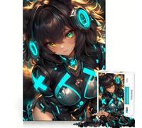 Rompecabezas de Chica Anime con Atuendo futurista para Adultos,1000 Piezas,Juego de Memoria Cerebral,Corte Fino,Acabado Premium,Forma entretenida de Pasar el Tiempo Libre (38x52cm)