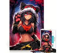 Rompecabezas de Chica Anime con Capucha de Oso en el Bosque para Adultos,1000 Piezas,Juego de Memoria Cerebral,Cortado con láser para un Ajuste Perfecto, aliviar el estrés (38x26cm)