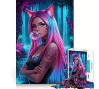 Rompecabezas de Chica Anime con Chicle en un Entorno fantástico para Adolescentes,1000 Piezas,Divertido Juego de Memoria,Superficie Lisa sin Rebabas,Regalo de cumpleaños,Juguete para ejercitar