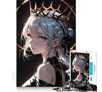 Rompecabezas de Chica Anime con Corona,1000 Piezas,Entrenamiento Mental,Divertido,de Corte Limpio,componentes Resistentes,Entretenimiento cautivador para Interiores acogedores (50x75cm)
