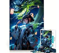 Rompecabezas de Chica Anime con dragón,1000 Piezas,diversión Garantizada,tecnología Avanzada de Corte láser,Juguete de Entretenimiento para Interiores (50x75cm)