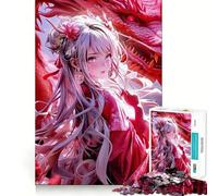 Rompecabezas de Chica Anime con dragón,1000 Piezas,Divertido,para estimular la concentración,Cortado con láser para un Ajuste, Actividad para Compartir con Seres Queridos (38x26cm)