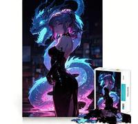 Rompecabezas de Chica Anime con dragón,1000 Piezas,para Adolescentes,Juego para estimular la Mente,Montaje Firme y Seguro,Actividad Divertida para Toda la Familia (50x75cm)