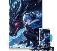 Rompecabezas de Chica Anime con dragón para Adolescentes,1000 Piezas,Divertido y Estimulante,con componentes Resistentes y de Corte Limpio,Ideal para Crear un Ambiente conmovedor (38x26cm)