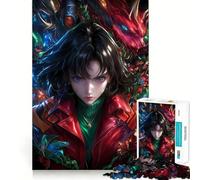 Rompecabezas de Chica Anime con dragón para Adultos,1000 Piezas,Juego de Memoria,Corte láser para un Ajuste Perfecto, aliviar el estrés (38x26cm)