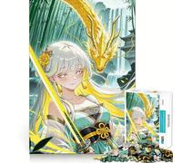 Rompecabezas de Chica Anime con dragón y Espada,1000 Piezas,Juego de concentración Mental,Corte de precisión,Bordes Suaves,Juego de construcción de Conexiones significativas (38x52cm)