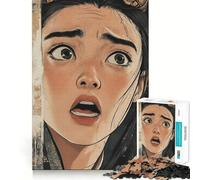 Rompecabezas de Chica Anime con expresión de Miedo,1000 Piezas,Juego Divertido sin Rebabas,Piezas de Corte Limpio,portátil,Ideal para Viajes (38x26cm)