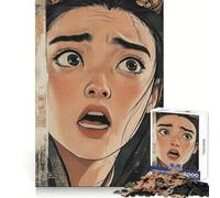 Rompecabezas de Chica Anime con expresión de Miedo para Adolescentes, 1000 Piezas, Entrenamiento Mental, recreación Tranquila, Uniforme, Corte único, (38x52cm)