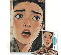 Rompecabezas de Chica Anime con expresión de Miedo para Adolescentes,1000 Piezas,Mejora Mental,Juego,tamaño Uniforme,Piezas precisas,diversión Familiar Nocturna (50x75cm)